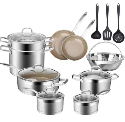 Duxtop Professional 17 Pieces Stainless Steel Induction Cookware Set